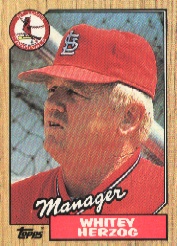 1987 Topps Baseball Cards      243     Whitey Herzog MG